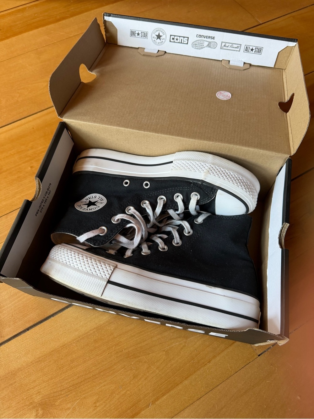 Converse Kids Black and White High-Top Canvas Sneakers - Picture 7 of 8